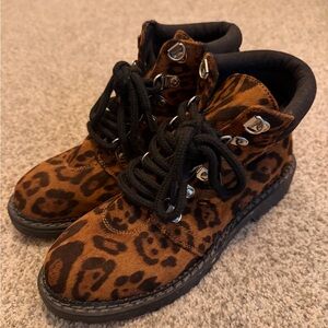 Dirty Laundry Brown Leopard Combat Boots